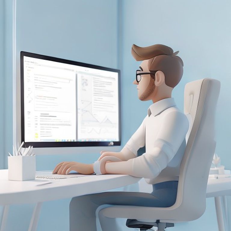 Разработчик выполняет кастомную доработку сайта на 1С-Битрикс за компьютером