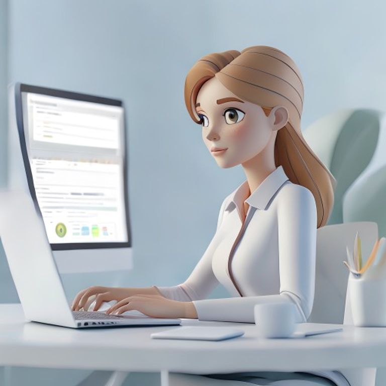 Бизнес-леди проверяет скорость загрузки сайта на WordPress на ноутбуке с дашбордом производительности