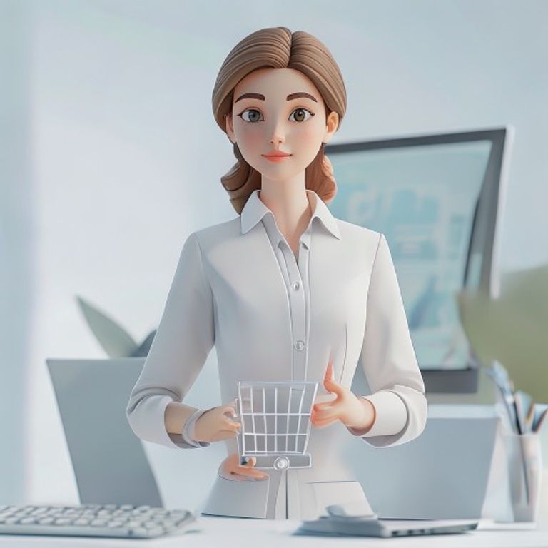 Интернет-магазин на WooCommerce — менеджер с корзиной покупок у экрана каталога