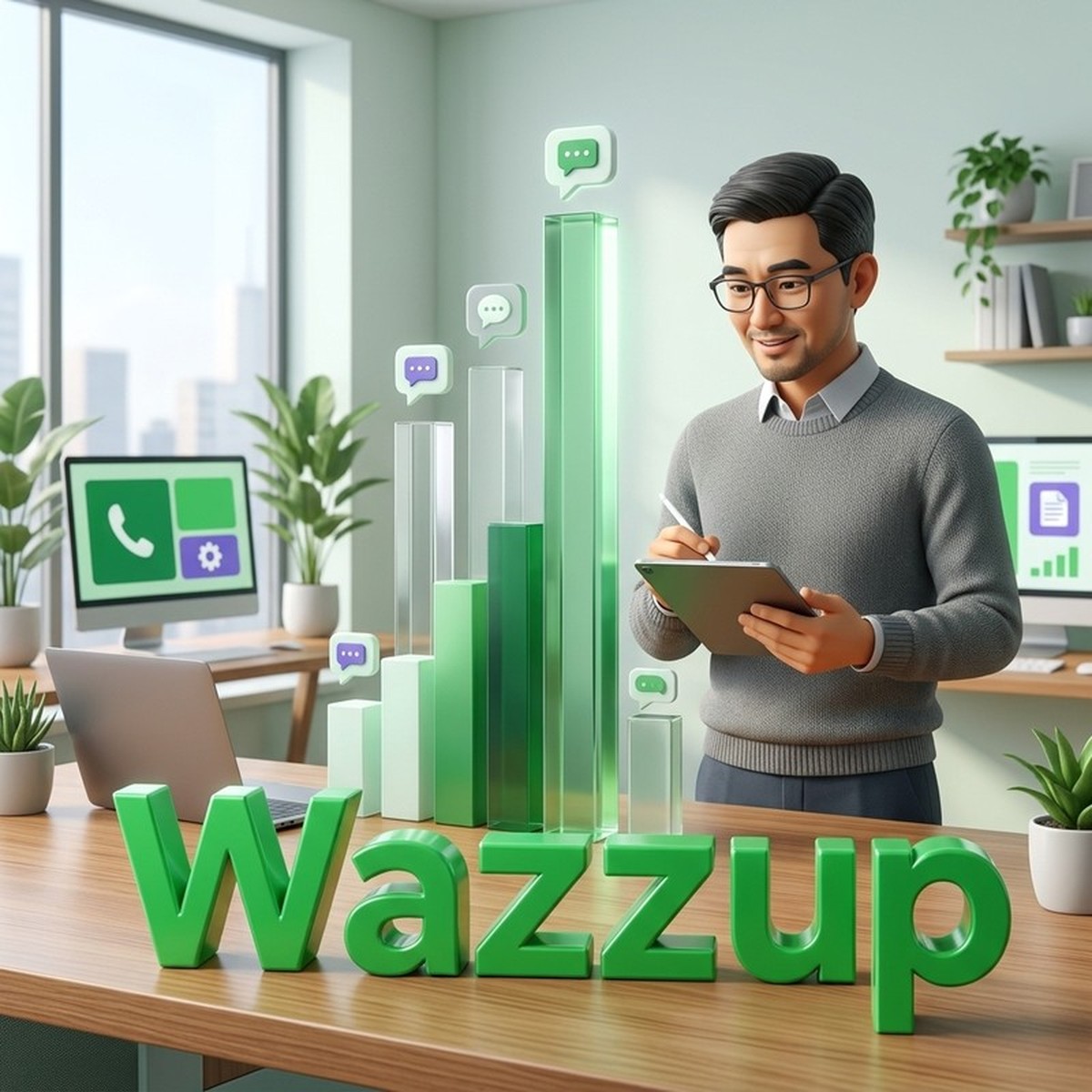 Столбики нагрузки с облачками сообщений: аналитика переписок в Wazzup