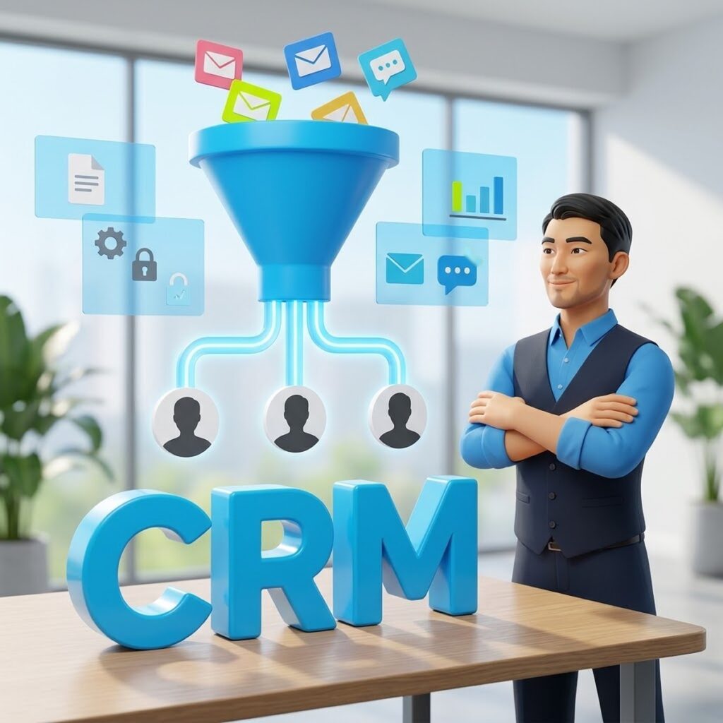 Руководитель отдела продаж наблюдает, как CRM Битрикс24 распределяет заявки из воронки между менеджерами