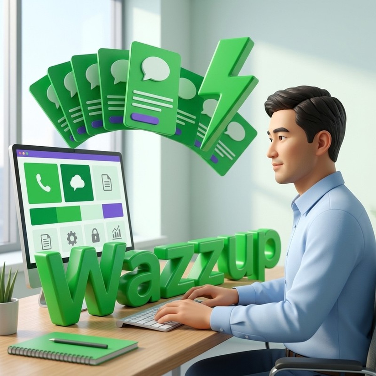 Веер заготовленных сообщений, одно выбрано: шаблоны ответов в Wazzup