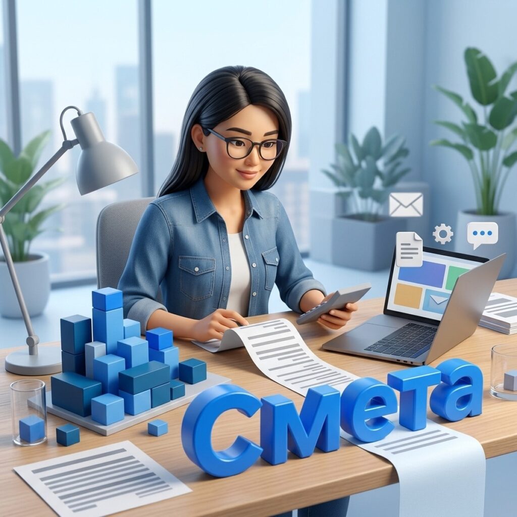 Разработчик считает смету проекта на 1С-Битрикс: свиток сметы, калькулятор и блоки проекта